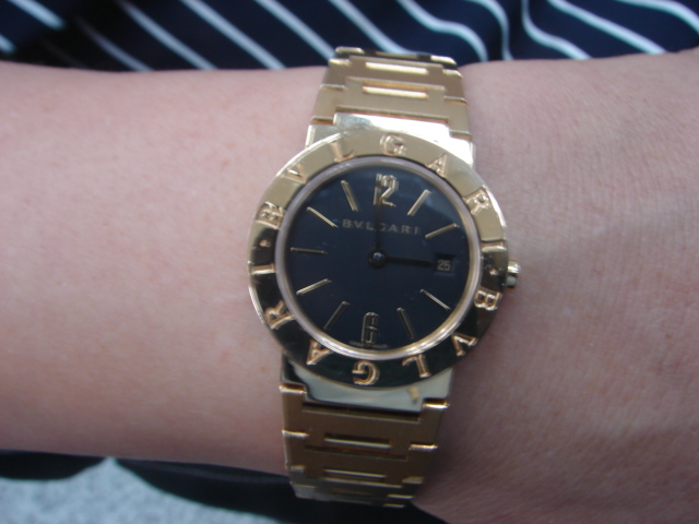台中流當品拍賣 流當手錶 原裝 BVLGARI B.ZERO1 18K金 女錶 9成5新